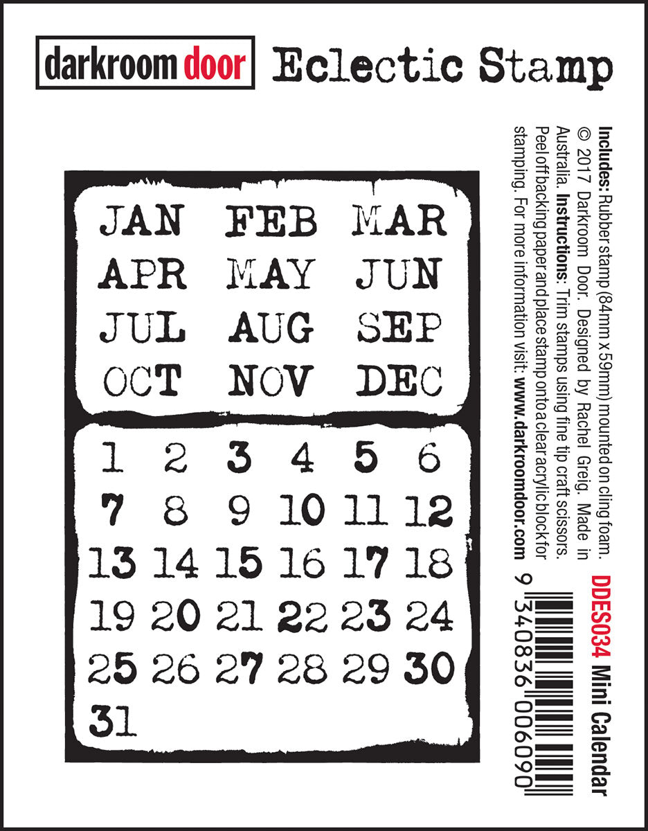 Darkroom Door Cling-Mount Eclectic Stamp - Mini Calendar at  at  Mic Moc